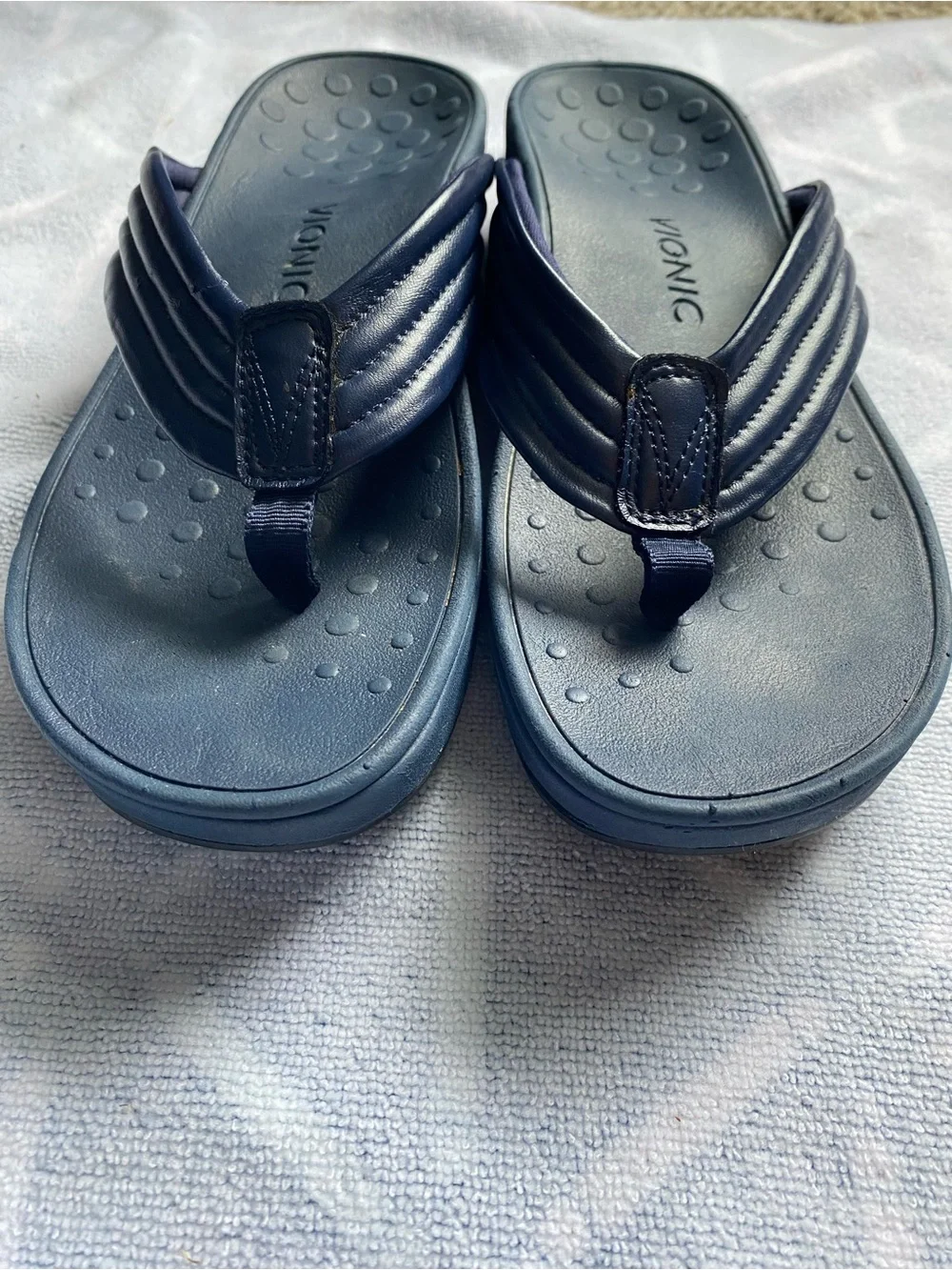 Vionic Cherine Sandal Thong Flip Flop Navy Blue Sz 8 Comfort Orthotic Platform